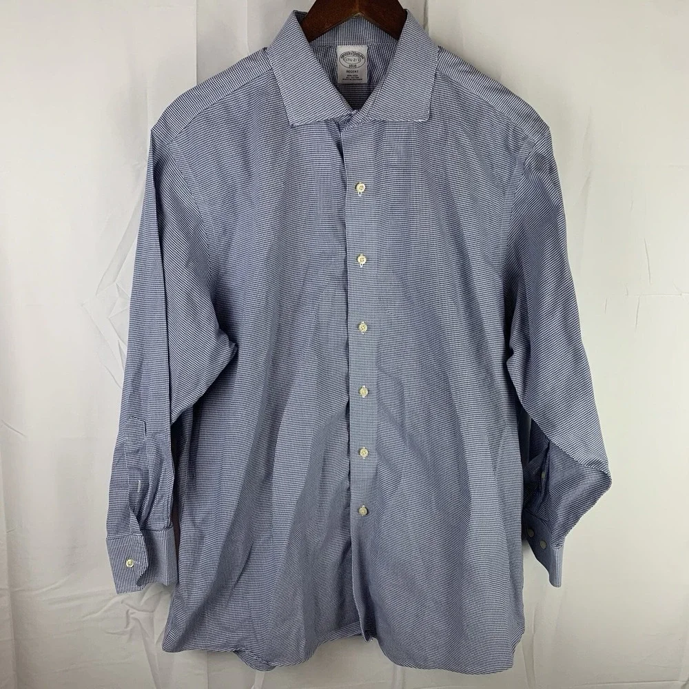 Brooks Brothers Blue Regent Shirt Size 17 1/2 - 2/3 Non Iron Cotton Striped‎